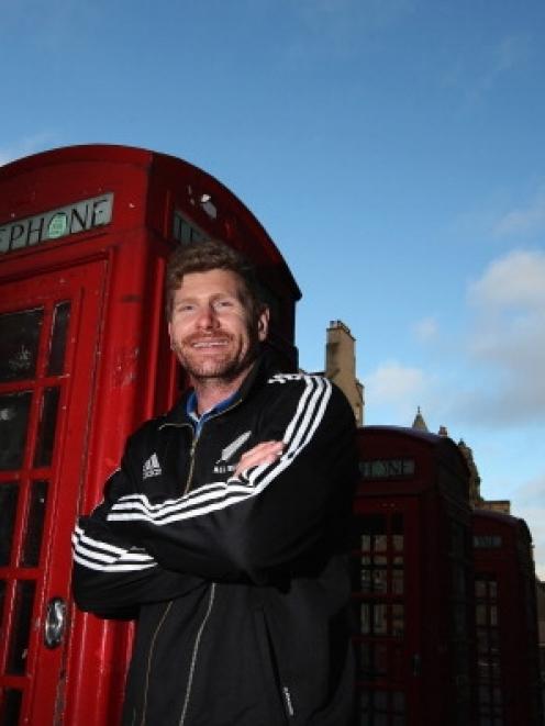 All Blacks flanker Adam Thomson soaks up the atmosphere of Scotland's capital yesterday. Photo by...