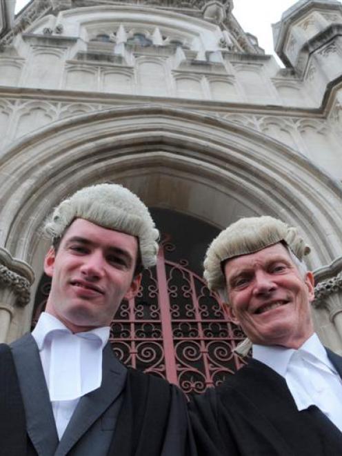 Allan Brent and his father, lawyer David, outside the High Court at Dunedin yesterday. Photos by...