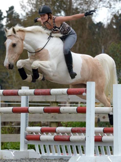 Alycia Burton shows her free riding  skills  on her horse Goldrush at the Waitati Valley...