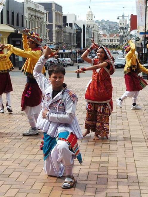 Amardeepsinh Jadeja leads the Saurashtra Lok Kala Kandra dance troupe as they perform a...