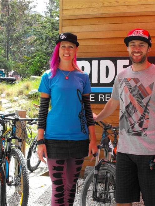 Americanmountain bike coach Kat Sweetwith Corrie Mullin, of Queenstown's DTR Industries,  at the...