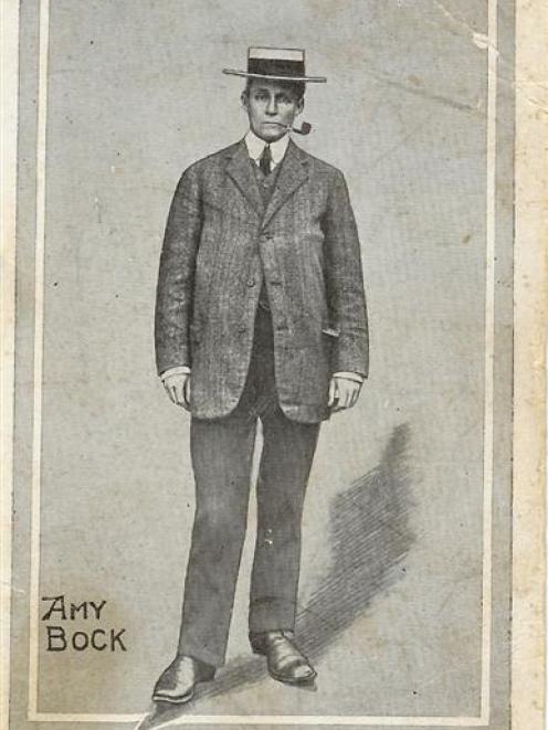 Amy Bock in the persona of Percy Redwood. Photo from South Otago Museum.