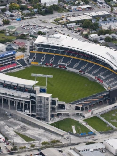 An aerial view of AMI stadium, a week after the 6.3 magnitude earthquake in Christchurch. Photo...