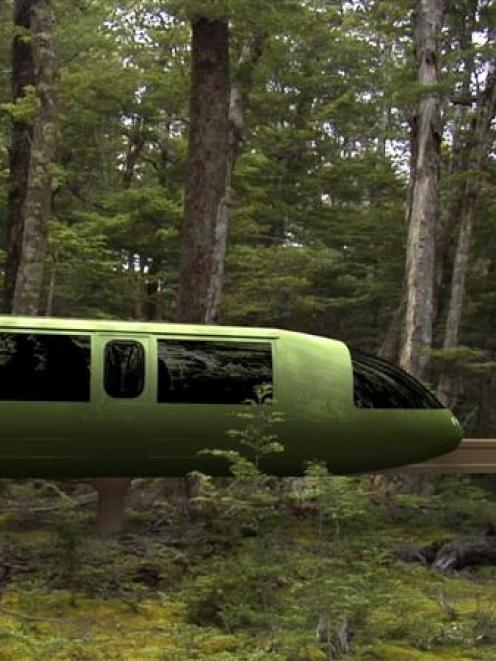 An artist's impression of the Fiordland monorail. Supplied image.