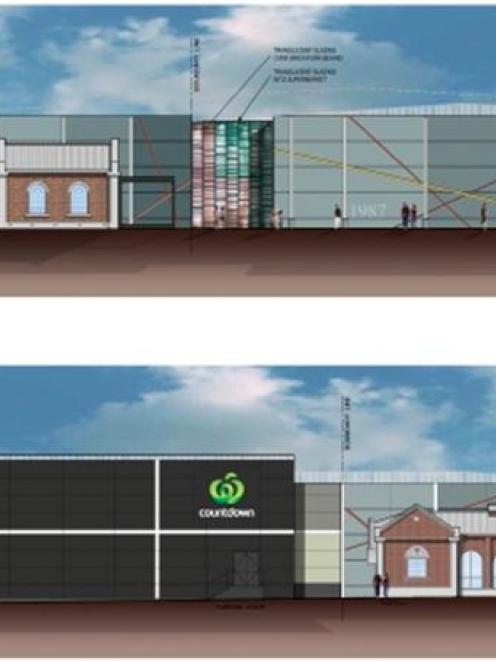 An artist's impression of the proposed Countdown supermarket from the south and west. Graphic...