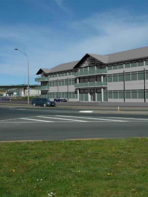 An artist's impression of the proposed Wharf St, Dunedin, office building. Graphic from Design...