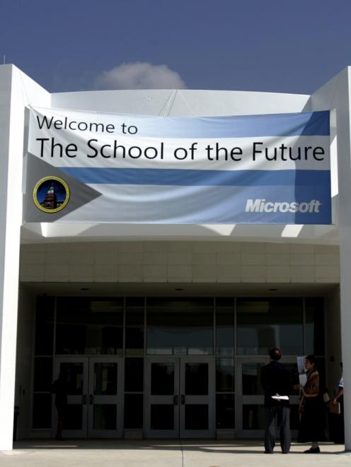 An exterior view of the "School of the Future" in Philadelphia, taken soon after it opened in...