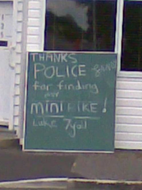 An Invercargill child expresses his thanks to police, after they returned the 7-year-old's bike...