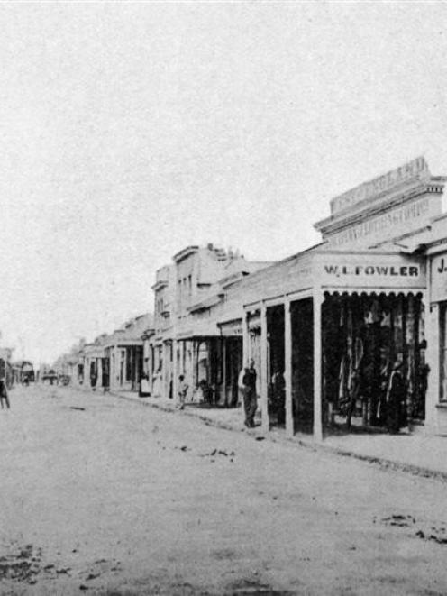 An old view of Revell Street, Hokitika. - Otago Witness, 14.1.1914. Copies of picture available...