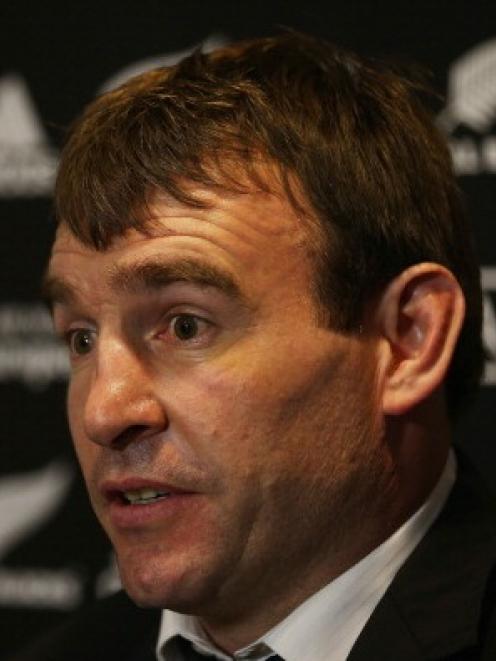 Andrew Hore of the All Blacks faces the media during a press conference after his ban.  (Photo by...