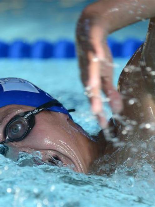 Andrew Trembath (Neptune) wins his heat of the 1500m freestyle at the Otago swimming...