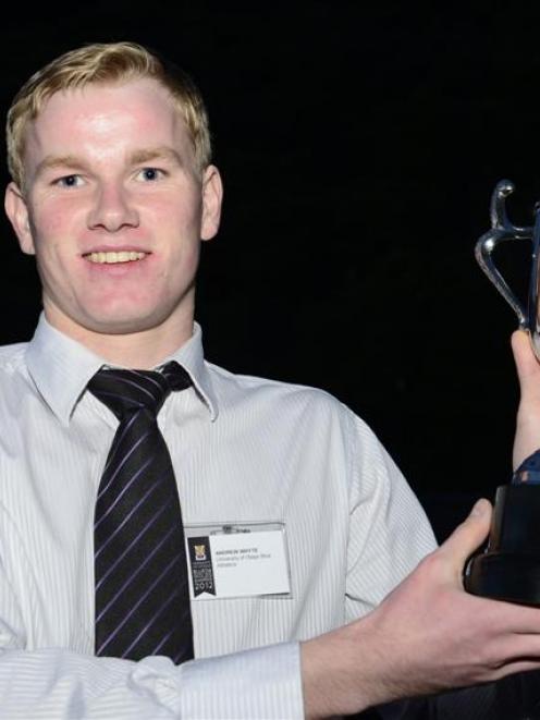 Andrew Whyte, who won the Otago University sportsman of the year award  on Thursday. Photo by...