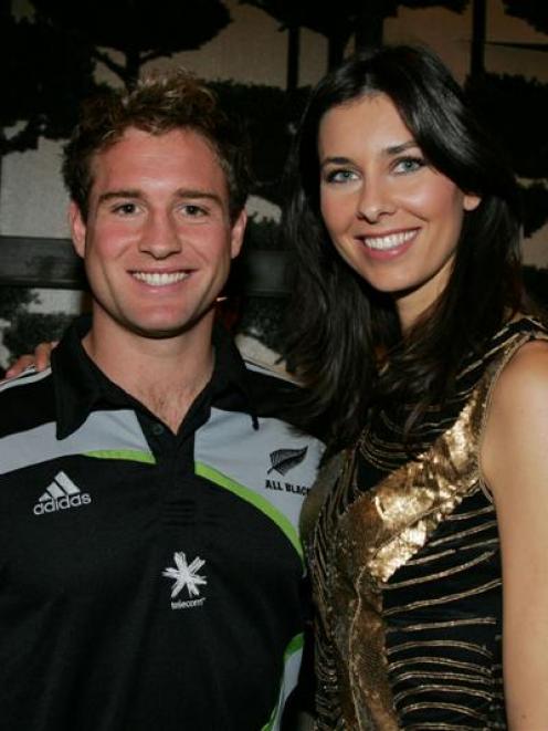 Andy Ellis with the host Tania during the filming of 'Italy's Next Top Model' show cooking with...