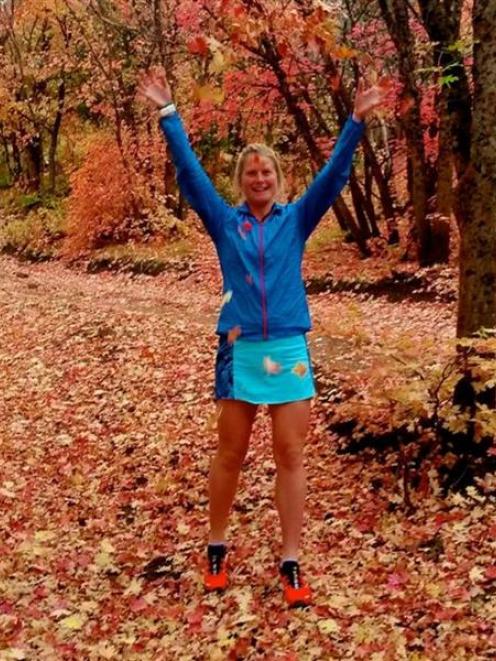 Anna Frost celebrates her performance at an endurance race in the United States. Photo supplied.