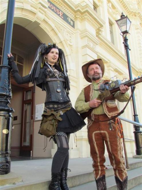 Anna Walsh and Peter Fleuly, both from Dunedin, wear some of the fashion entries from the...