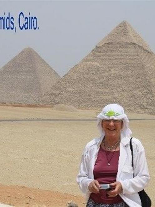 Annetty Lastovicka by the Great Pyramids. Photo by Morgan Hewland.
