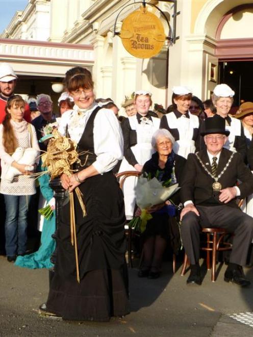 Annie Baxter (foreground) farewells her Annie's Victorian Tearooms and Store in Oamaru at a grand...