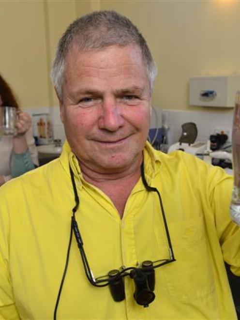 Anti-fluoridation campaigner Green Island dentist Russel McLean, with assistant Linda Howard and...