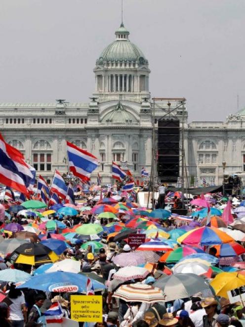 Anti-government protesters rally at the Royal Plaza near Government House in Bangkok. REUTERS...