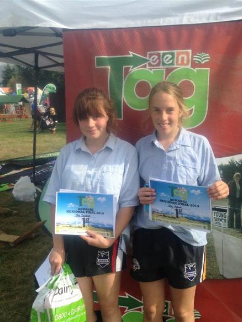 Aorangi TeenAg competition winners Ella Sanderson (left) and Holly Malcolm, of St Kevin's College...