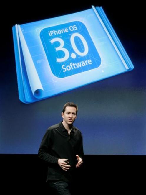 Apple Senior Vice President, iPhone Software Scott Forstall talks about the new iPhone OS 3.0 at...