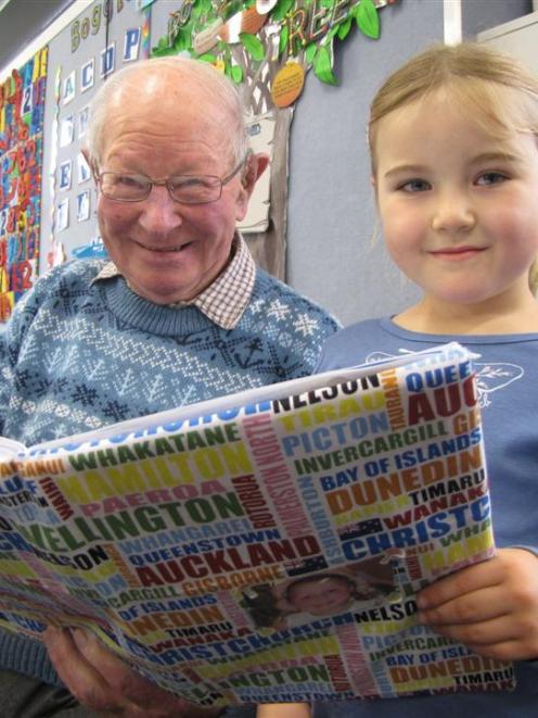 Arrowtown resident and former Arrowtown School pupil  Jack Reid (92) shares a story with the...