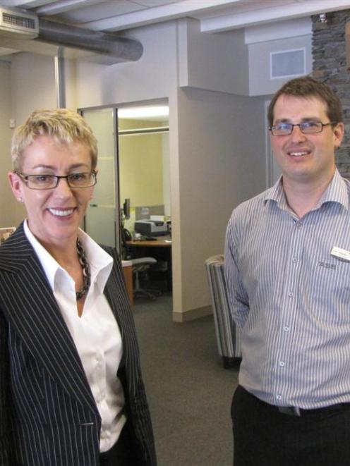 ASB chief executive and managing director Barbara Chapman with ASB Queenstown branch manager Joel...
