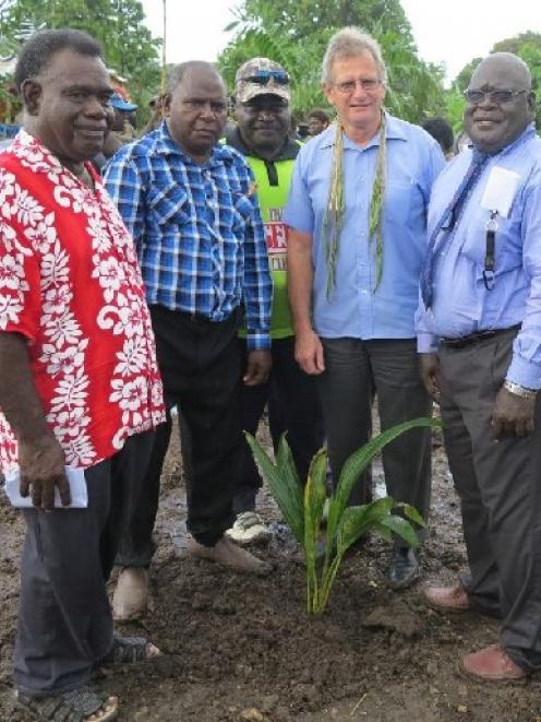 At a ground-breaking ceremony for Bougainville Polytechnic College are (from left)  Bougainville...