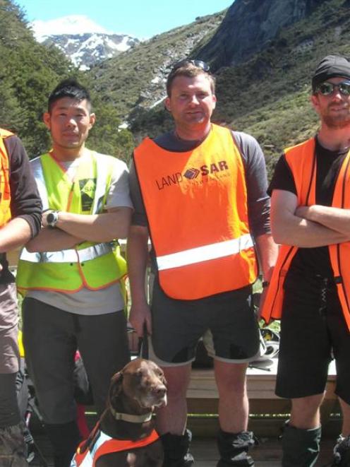At Dart Hut during the private search for Irina Yun last November  are (from left) Andy Pedley,...