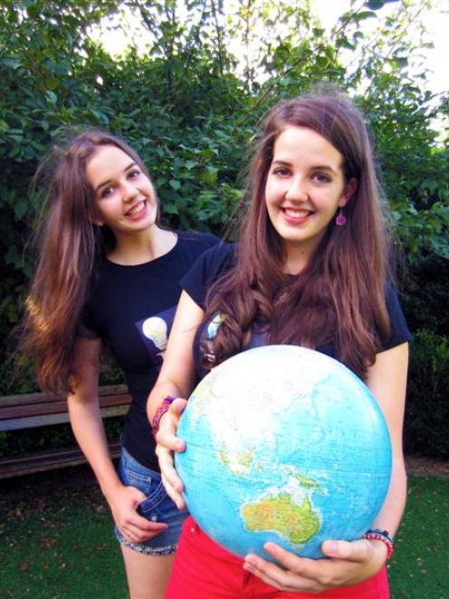 Australian twins Imogen and Freya (holding globe) Wadlow will be attending the Stratosphere...