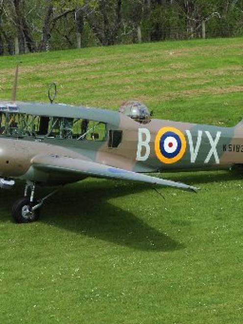 Avro Anson bomber MH-120 in October 2011, at its first taxi trials with both engines running and...