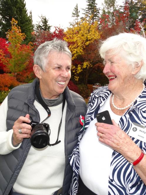 Barb Wall (left), of Australia, and Wanaka's Madge Snow, at the inaugural Anzac Blip meet in...