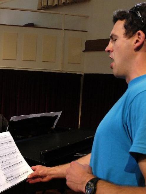 Baritone Matt Landreth and composer Anthony Ritchie rehearse for a recording of the Hone Tuwhare...