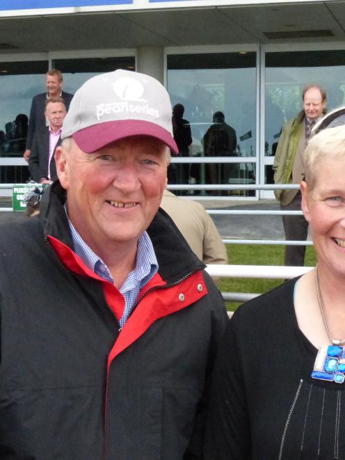 Barrie and Nikki Blatch are happy trainers after Libetto's win in the 1600m maiden at Riccarton...