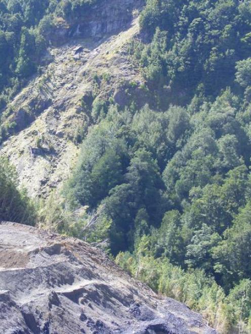 Bathurst Resources' Cascade mine operation on the edge of the Denniston Plateau, above Westport....