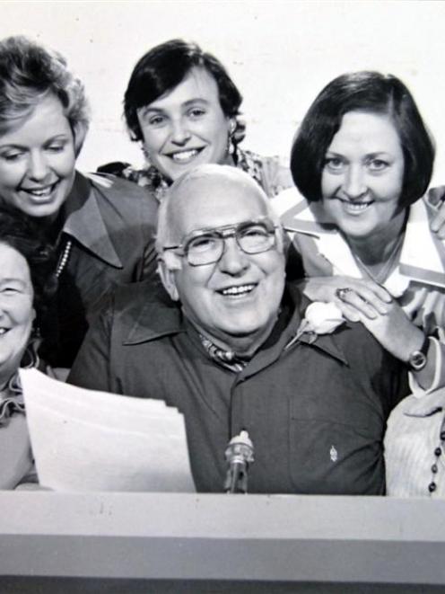 Beauty and the Beast host Selwyn Toogood and his beauties, clockwise from left, Jean McLean,...
