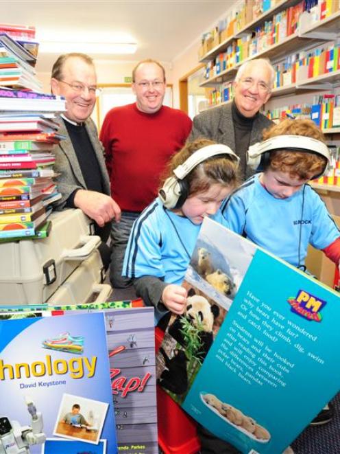 Big Rock Primary pupils Rose Miller (5, front left) and Anthony-James Baxter (5) get stuck into a...