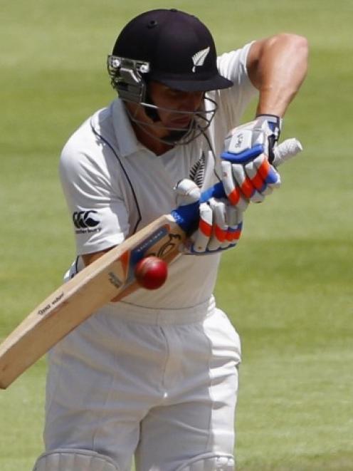 BJ Watling plays a shot during the third day of the first cricket test between New Zealand and...