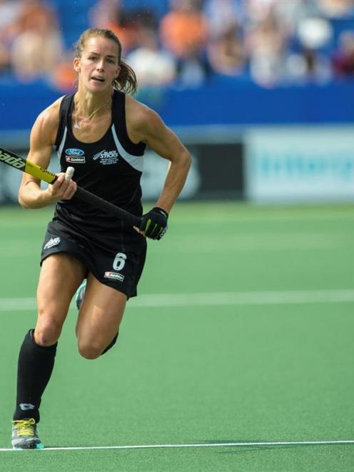 Black Stick Petrea Webster in action against  South Korea at the World Cup in The Hague yesterday...