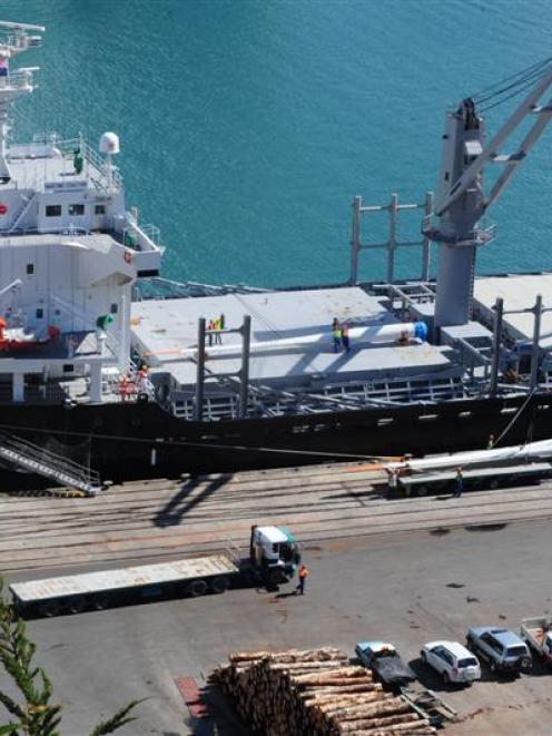 Blades to be used on wind turbines at a Pioneer Generation project near Roxburgh are unloaded at...