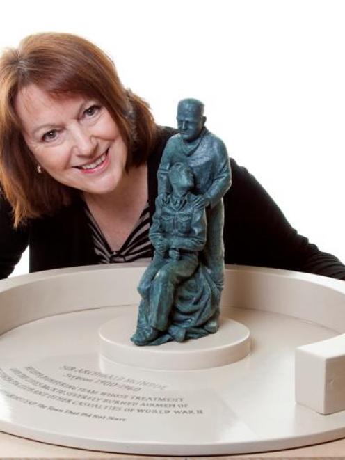 Blond McIndoe Research Foundation chief executive Jacquie Pinney with the design of a statue to...