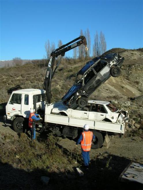Contact Energy generation technician Bob Mason (left) and Clyde dam manager Graham Quinn, both of...