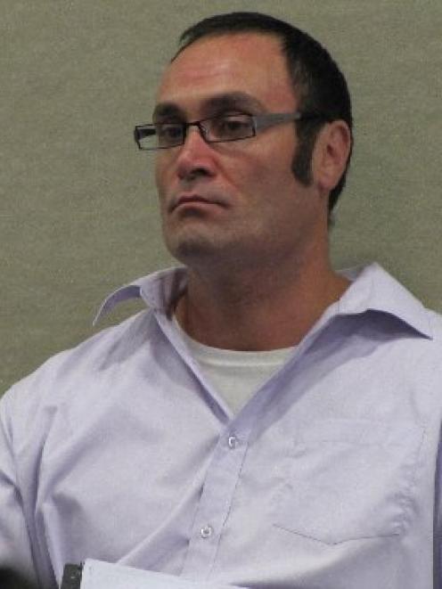 Bouncer Jonathan Dixon, of Queenstown, in the dock of the Queenstown District Court yesterday....