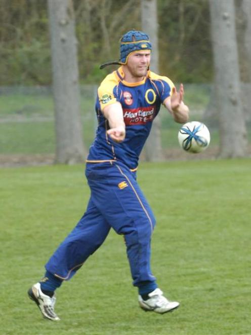 Brad Cameron at Otago training at Logan Park yesterday. Photo by Jane Dawber.