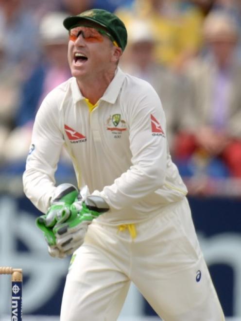 Brad Haddin behind the wickets for Australia.
