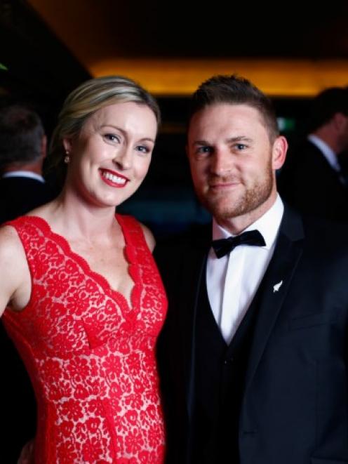 Brendon and Ellissa McCullum arrive for the New Zealand Cricket Awards at The Langham Hotel in...