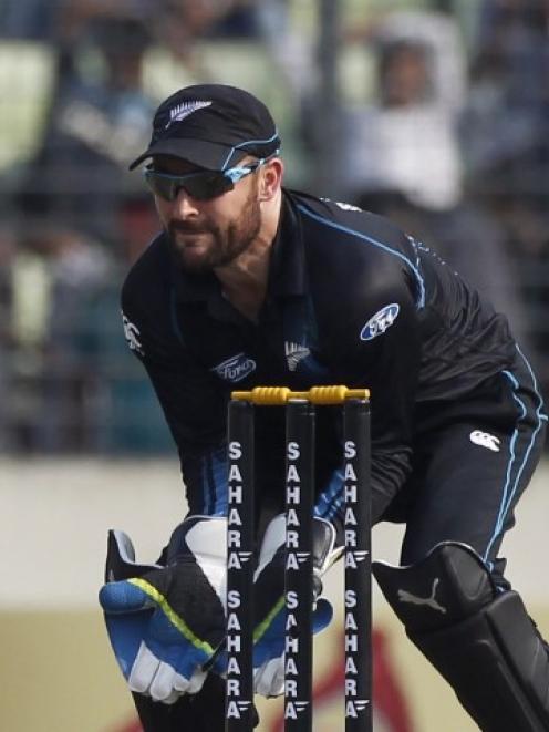 Brendon McCullum keeps wicket in the first ODI against Bangladesh. Photo Reuters