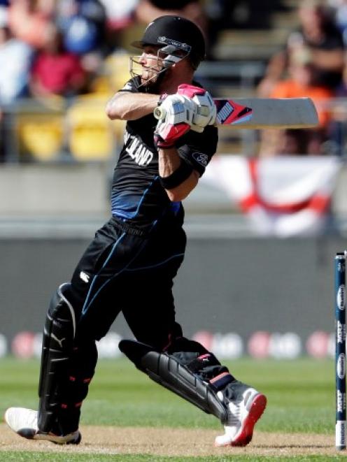 Brendon McCullum on his way to 77 against England in Wellington. REUTERS/Anthony Phelps