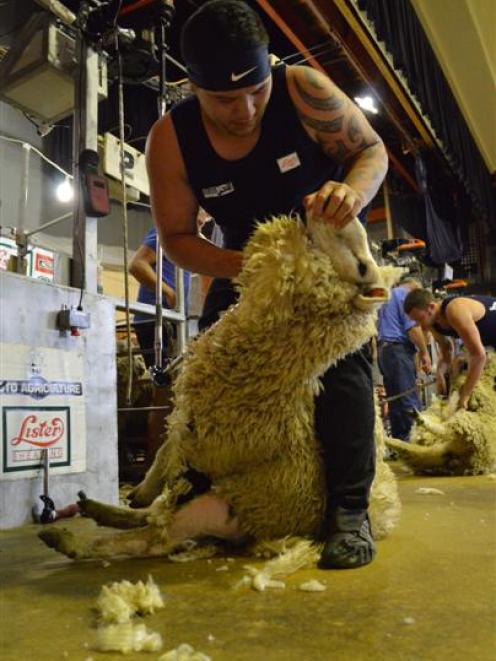 Brett Roberts enjoys the challenge of shearing. Photo from ODT files.