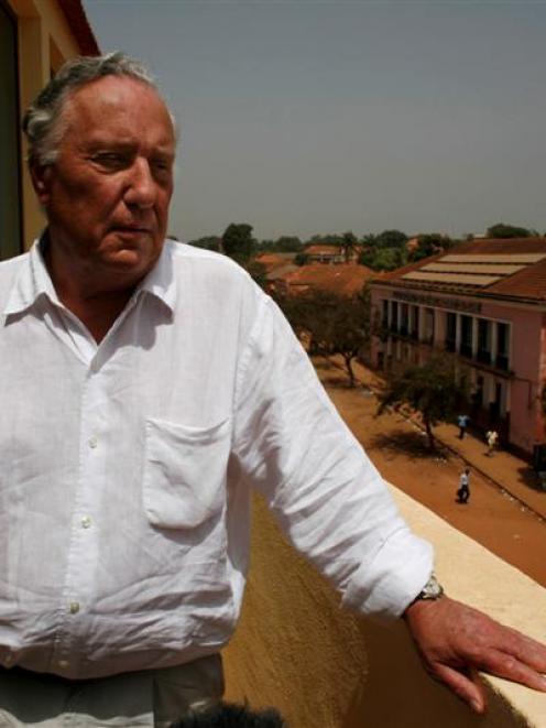 British author Frederick Forsyth, 70, speaks to journalists on a hotel balcony overlooking...